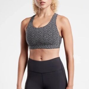 Athleta Ultimate Padded Sports Bra in Black and Grey Print Size Small